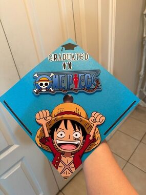 One Piece Luffy Graduation Cap Topper - Bright Blue